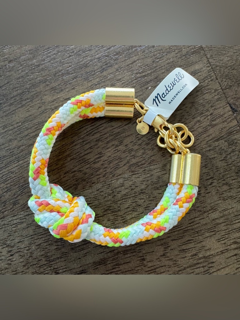 Madewell Neon Rope Knot Bracelet - White with Neon Accents